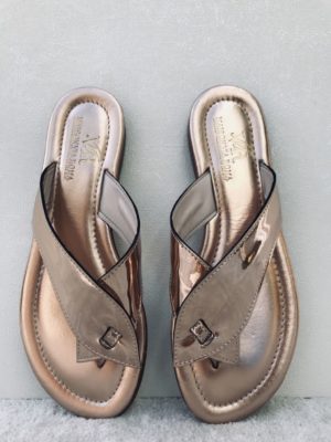 Nu-pieds em cuir miroir or rose MAISON VIA ROMA.