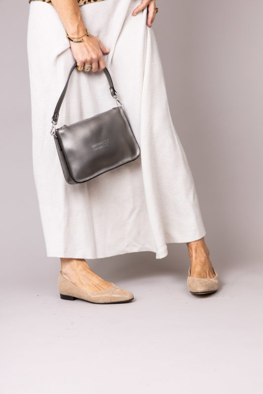 Ballerine à talon 1 cm en cuir de veau pressé BEIGE Maison Via Roma