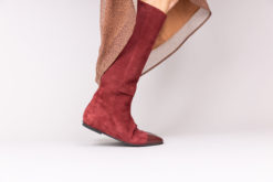 Bottes cavalières élégantes en cuir et daim italien pour femme Maison Via Roma.