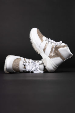 Baskets en cuir pour femme à semelle compensée Maison Via Roma.