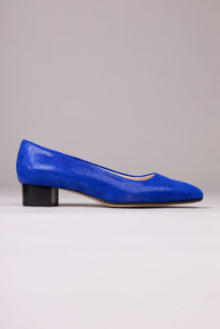 Ballerine à talon en daim bleu roi Maison Via Roma
