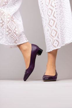 Ballerine à talon en cuir violet Maison Via Roma